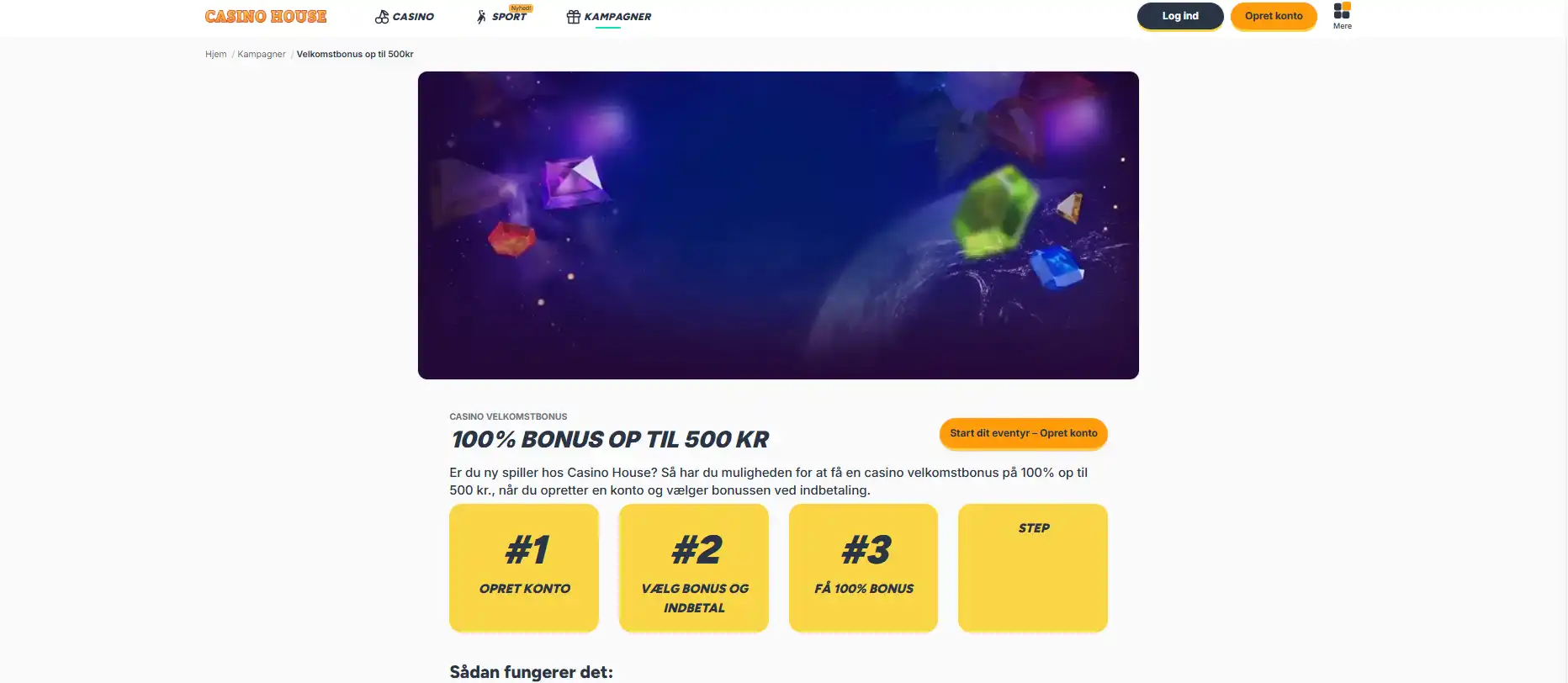 Casino House bonus: velkomstbonus og gratisrunder i Danmark